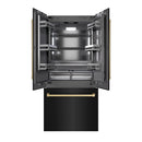 ZLINE Autograph Edition 36-Inch 19.6 Cu. Ft. French Door Built-In Bottom Freezer Refrigerator with Water Dispenser and Ice Maker in Black Stainless Steel with Graphite Gray Interior and Champagne Bronze Accents (GRBIVZ-BS-36-CB)