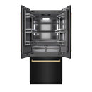 ZLINE Autograph Edition 36-Inch 19.6 Cu. Ft. French Door Built-In Bottom Freezer Refrigerator with Water Dispenser and Ice Maker in Black Stainless Steel with Graphite Gray Interior and Polished Gold Accents (GRBIVZ-BS-36-G)