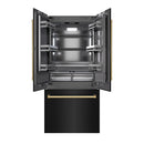 ZLINE Autograph Edition 36-Inch 19.6 Cu. Ft. French Door Built-In Bottom Freezer Refrigerator with Water Dispenser and Ice Maker in Black Stainless Steel with Graphite Gray Interior and Polished Gold Accents (GRBIVZ-BS-36-G)
