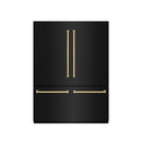 ZLINE Autograph Edition 60-Inch 32.2 Cu. Ft. French Door Built-In Bottom Freezer Refrigerator with Water Dispenser and Ice Maker in Black Stainless Steel with Graphite Gray Interior and Champagne Bronze Accents (GRBIVZ-BS-60-CB)