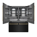 ZLINE Autograph Edition 60-Inch 32.2 Cu. Ft. French Door Built-In Bottom Freezer Refrigerator with Water Dispenser and Ice Maker in Black Stainless Steel with Graphite Gray Interior and Champagne Bronze Accents (GRBIVZ-BS-60-CB)