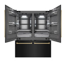 ZLINE Autograph Edition 60-Inch 32.2 Cu. Ft. French Door Built-In Bottom Freezer Refrigerator with Water Dispenser and Ice Maker in Black Stainless Steel with Graphite Gray Interior and Champagne Bronze Accents (GRBIVZ-BS-60-CB)