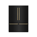 ZLINE Autograph Edition 60-Inch 32.2 Cu. Ft. French Door Built-In Bottom Freezer Refrigerator with Water Dispenser and Ice Maker in Black Stainless Steel with Graphite Gray Interior and Polished Gold Accents (GRBIVZ-BS-60-G)
