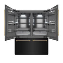 ZLINE Autograph Edition 60-Inch 32.2 Cu. Ft. French Door Built-In Bottom Freezer Refrigerator with Water Dispenser and Ice Maker in Black Stainless Steel with Graphite Gray Interior and Polished Gold Accents (GRBIVZ-BS-60-G)