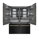 ZLINE Autograph Edition 60-Inch 32.2 Cu. Ft. French Door Built-In Bottom Freezer Refrigerator with Water Dispenser and Ice Maker in Black Stainless Steel with Graphite Gray Interior and Polished Gold Accents (GRBIVZ-BS-60-G)