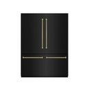 ZLINE Autograph 60-Inch Black Stainless Steel Built-In Refrigerator w/ Gray Interior and Gold Helix Handles (GRBIVZ-BS60KG)