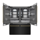 ZLINE Autograph 60-Inch Black Stainless Steel Built-In Refrigerator w/ Gray Interior and Gold Helix Handles (GRBIVZ-BS60KG)