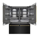 ZLINE Autograph 60-Inch Black Stainless Steel Built-In Refrigerator w/ Gray Interior and Gold Helix Handles (GRBIVZ-BS60KG)