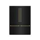ZLINE Autograph 60-Inch Black Stainless Steel Built-In Refrigerator w/ Gray Interior and Bronze Helix Handles (GRBIVZ-BS60KCB)
