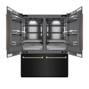 ZLINE Autograph 60-Inch Black Stainless Steel Built-In Refrigerator w/ Gray Interior and Bronze Helix Handles (GRBIVZ-BS60KCB)