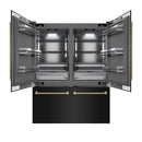 ZLINE Autograph 60-Inch Black Stainless Steel Built-In Refrigerator w/ Gray Interior and Bronze Helix Handles (GRBIVZ-BS60KCB)