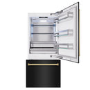 ZLINE Autograph Edition 36-Inch 19.8 cu. ft. Built-In Bottom Freezer Refrigerator with Water Dispenser and Ice Maker in Black Stainless Steel and Polished Gold Accents (RBITZ-BS-36-G)
