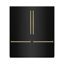 ZLINE Autograph Edition 72-Inch 39.6 cu. ft. French Door Built-In Bottom Freezer Refrigerator with Water Dispensers and Ice Makers in Black Stainless Steel and Polished Gold Accents (RBITZ-BS-72-G)