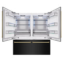 ZLINE Autograph Edition 72-Inch 39.6 cu. ft. French Door Built-In Bottom Freezer Refrigerator with Water Dispensers and Ice Makers in Black Stainless Steel and Polished Gold Accents (RBITZ-BS-72-G)