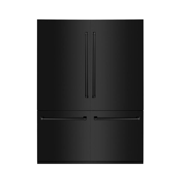 ZLINE 60-Inch 32.2 cu. ft. Built-In 4-Door French Door Refrigerator with Internal Water and Ice Dispenser in Black Stainless Steel (RBIV-BS-60)