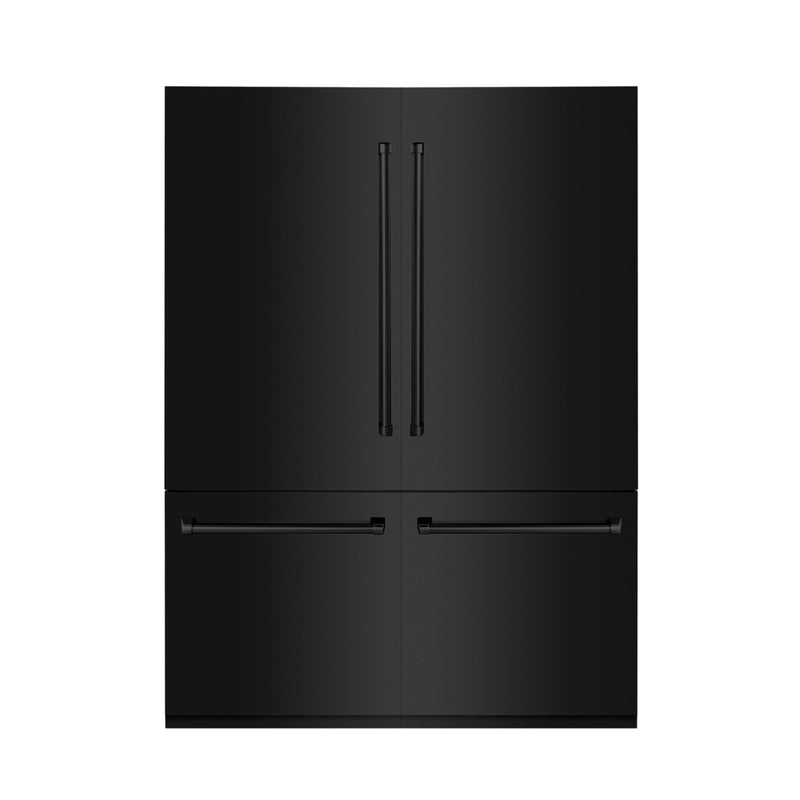 ZLINE 60-Inch 32.2 cu. ft. Built-In 4-Door French Door Refrigerator with Internal Water and Ice Dispenser in Black Stainless Steel (RBIV-BS-60)