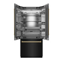 ZLINE Autograph Edition 36-Inch 19.6 cu. ft. French Door Built-In Bottom Freezer Refrigerator with Water Dispenser and Ice Maker in Black Stainless Steel with Stainless Steel Interior and Polished Gold Accents (SRBIVZ-BS-36-G)