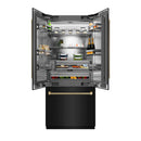 ZLINE Autograph 36-Inch Black Stainless Steel French Door Fridge w/ Stainless Interior & Bronze Helix Handles (SRBIVZ-BS36KCB)