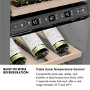 ZLINE Autograph Edition 18-Inch 9.0 Cu. Ft. Triple Zone 68 Bottle Panel Ready Left Hinge Column Wine Cooler with Polished Gold Accents (RBCWVLZ-18-G)