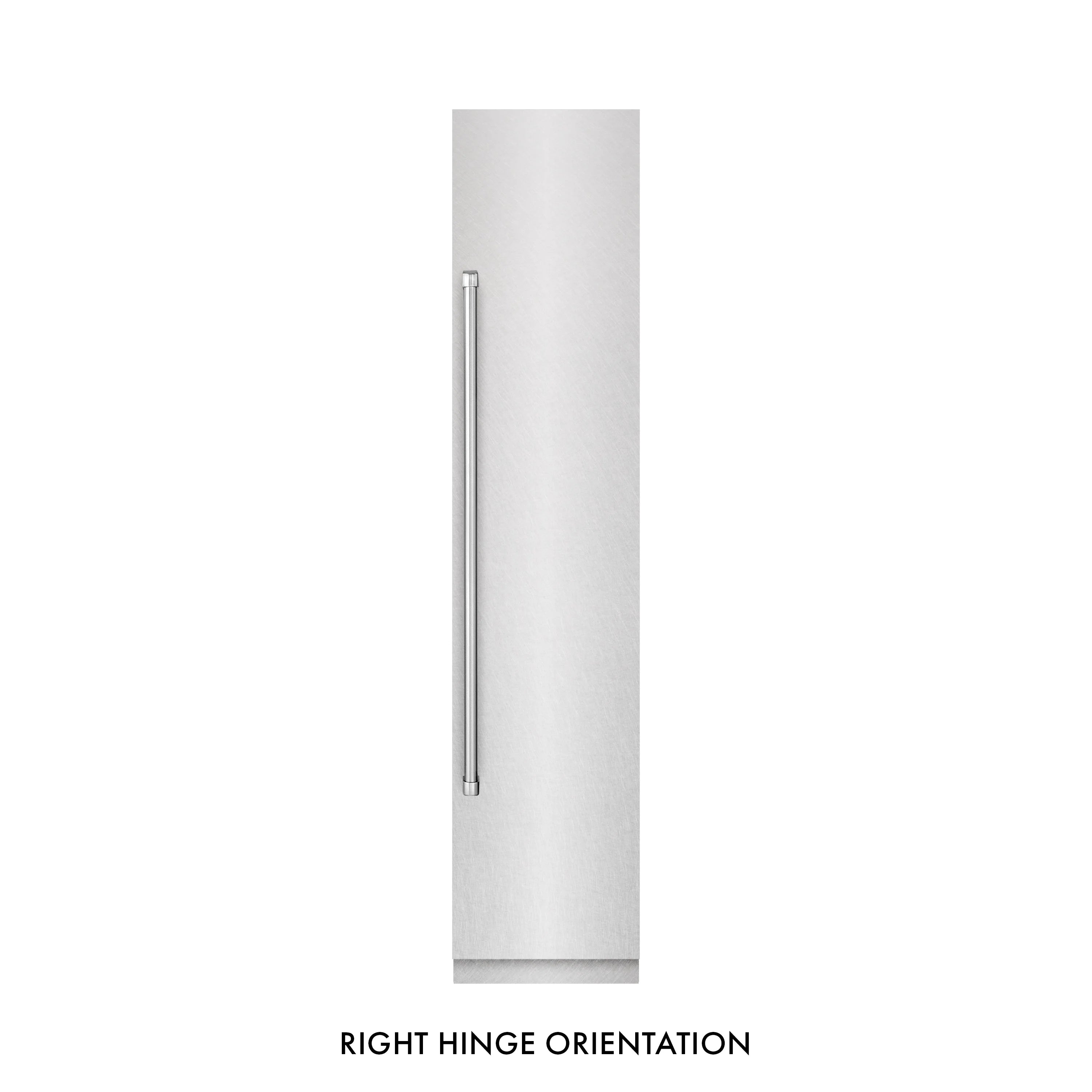 Right hinge orientation handle profile for stainless steel freezer door