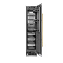 ZLINE Autograph Edition 18-Inch 8.6 Cu. Ft. Right Hinge Column Freezer in Satin Stainless Steel with Graphite Gray Interior and Polished Gold Accents (RCFVRZ-SN-18-G)