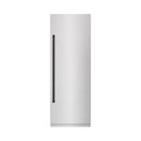 ZLINE Autograph Edition 30-Inch 16.7 Cu. Ft. Column Refrigerator in Satin Stainless Steel with Graphite Gray Interior and Matte Black Accents (RCRVZ-SN-30-MB)