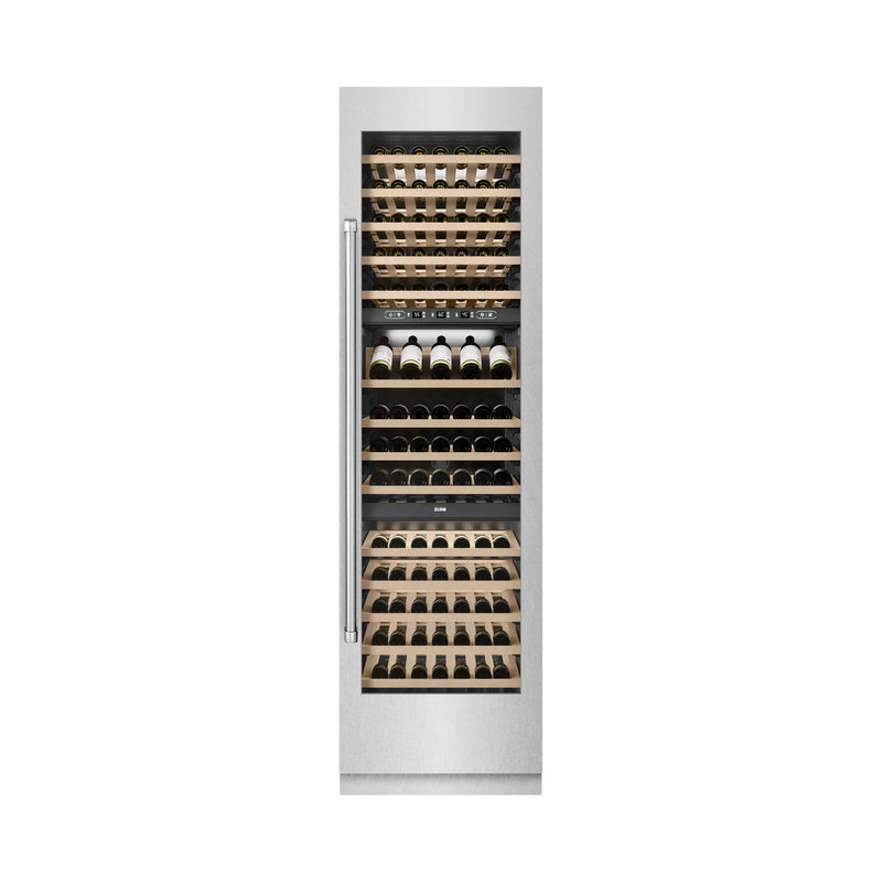 ZLINE 24-Inch 12.4 Cu. Ft. Triple Zone 100 Bottle Column Wine Cooler in DuraSnow Stainless Steel (RCWV-SN-24)