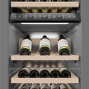 ZLINE Autograph Edition 18-Inch 9.0 Cu. Ft. Triple Zone 68 Bottle Left Hinge Column Wine Cooler in Satin Stainless Steel with Polished Gold Accents (RCWVLZ-SN-18-G)