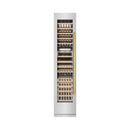 ZLINE Autograph Edition 18-Inch 9.0 Cu. Ft. Triple Zone 68 Bottle Left Hinge Column Wine Cooler in Satin Stainless Steel with Polished Gold Accents (RCWVLZ-SN-18-G)