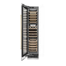 ZLINE Autograph Edition 18-Inch 9.0 Cu. Ft. Triple Zone 68 Bottle Left Hinge Column Wine Cooler in Satin Stainless Steel with Polished Gold Accents (RCWVLZ-SN-18-G)