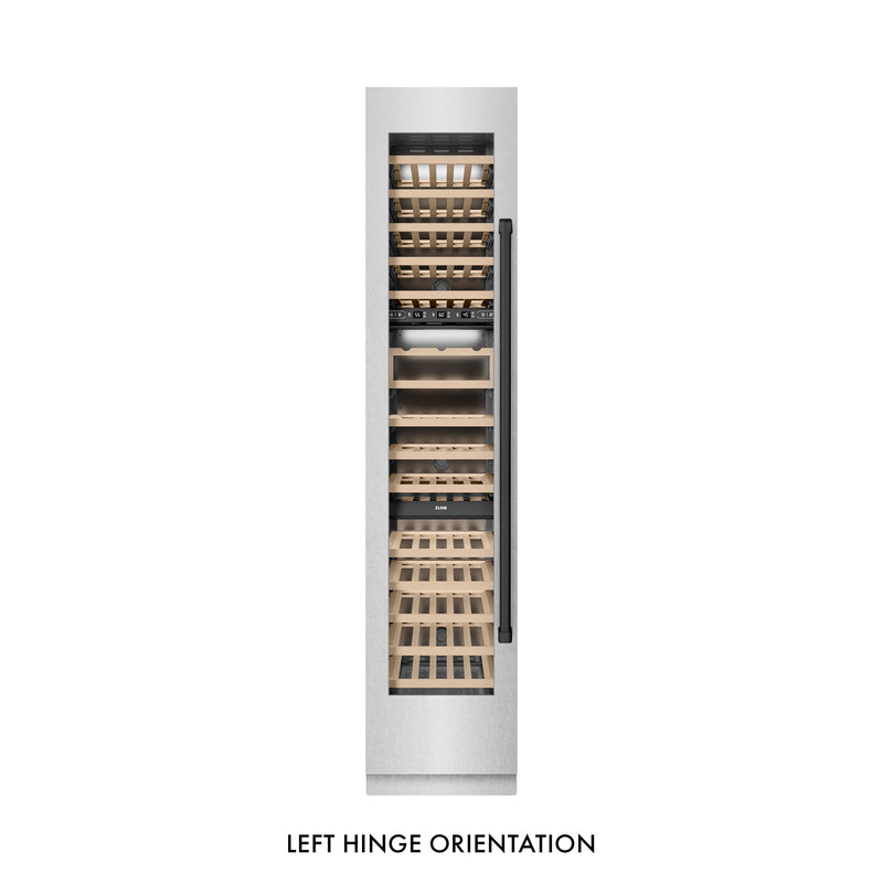 ZLINE Autograph Edition 18-Inch 9.0 Cu. Ft. Triple Zone 68 Bottle Left Hinge Column Wine Cooler in DuraSnow Stainless Steel with Matte Black Accents (RCWVLZ-SN-18-MB)