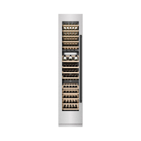 ZLINE Autograph Edition 18-Inch 9.0 Cu. Ft. Triple Zone 68 Bottle Left Hinge Column Wine Cooler in DuraSnow Stainless Steel with Matte Black Accents (RCWVLZ-SN-18-MB)