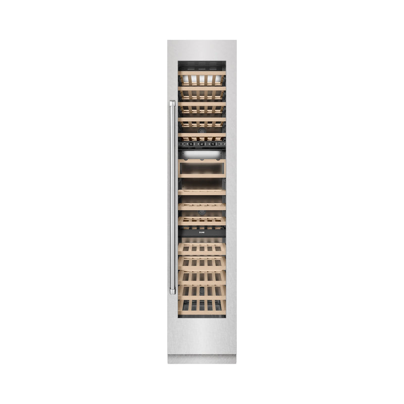ZLINE 18-Inch 9.0 Cu. Ft. Triple Zone 68 Bottle Right Hinge Column Wine Cooler in Satin Stainless Steel (RCWVR-SN-18)