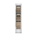 ZLINE Autograph Edition 18-Inch 9.0 Cu. Ft. Triple Zone 68 Bottle Right Hinge Column Wine Cooler in Satin Stainless Steel with Champagne Bronze Accents (RCWVRZ-SN-18-CB)