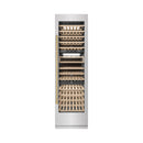 ZLINE Autograph Edition 24-Inch 12.4 Cu. Ft. Triple Zone 100 Bottle Column Wine Cooler in Satin Stainless Steel and Champagne Bronze Accents (RCWVZ-SN-24-CB)
