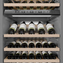 ZLINE Autograph Edition 24-Inch 12.4 Cu. Ft. Triple Zone 100 Bottle Column Wine Cooler in Satin Stainless Steel and Polished Gold Accents (RCWVZ-SN-24-G)
