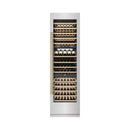 ZLINE Autograph Edition 24-Inch 12.4 Cu. Ft. Triple Zone 100 Bottle Column Wine Cooler in Satin Stainless Steel and Polished Gold Accents (RCWVZ-SN-24-G)