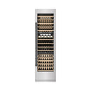 ZLINE Autograph Edition 24-Inch 12.4 Cu. Ft. Triple Zone 100 Bottle Column Wine Cooler in Satin Stainless Steel and Matte Black Accents (RCWVZ-SN-24-MB)