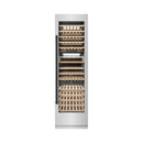 ZLINE Autograph Edition 24-Inch 12.4 Cu. Ft. Triple Zone 100 Bottle Column Wine Cooler in Satin Stainless Steel and Matte Black Accents (RCWVZ-SN-24-MB)