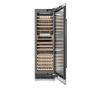 ZLINE Autograph Edition 24-Inch 12.4 Cu. Ft. Triple Zone 100 Bottle Column Wine Cooler in Satin Stainless Steel and Matte Black Accents (RCWVZ-SN-24-MB)