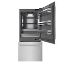 ZLINE 36-Inch 19.8 Cu. Ft. Built-In Bottom Freezer Refrigerator with Water Dispenser and Ice Maker in Satin Stainless Steel with Graphite Gray Interior (GRBIT-SN-36)