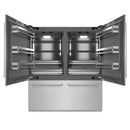 ZLINE 72-Inch 39.6 Cu. Ft. French Door Built-In Bottom Freezer Refrigerator with Water Dispensers and Ice Makers in Satin Stainless Steel with Graphite Gray Interior (GRBIT-SN-72)
