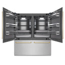 ZLINE Autograph Edition 72-Inch 39.6 Cu. Ft. French Door Built-In Bottom Freezer Refrigerator with Water Dispensers and Ice Makers in Satin Stainless Steel with Graphite Gray Interior and Champagne Bronze Accents (GRBITZ-SN-72-CB)