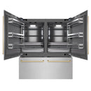ZLINE Autograph Edition 72-Inch 39.6 Cu. Ft. French Door Built-In Bottom Freezer Refrigerator with Water Dispensers and Ice Makers in Satin Stainless Steel with Graphite Gray Interior and Champagne Bronze Accents (GRBITZ-SN-72-CB)