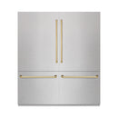 ZLINE Autograph Edition 72-Inch 39.6 Cu. Ft. French Door Built-In Bottom Freezer Refrigerator with Water Dispensers and Ice Makers in Satin Stainless Steel with graphite Gray Interior and Polished Gold Accents (GRBITZ-SN-72-G)