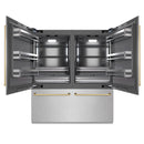 ZLINE Autograph Edition 72-Inch 39.6 Cu. Ft. French Door Built-In Bottom Freezer Refrigerator with Water Dispensers and Ice Makers in Satin Stainless Steel with graphite Gray Interior and Polished Gold Accents (GRBITZ-SN-72-G)