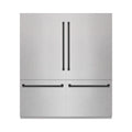 ZLINE Autograph Edition 72-Inch 39.6 Cu. Ft. French Door Built-In Bottom Freezer Refrigerator with Water Dispensers and Ice Makers in Satin Stainless Steel with Graphite Gray Interior and Matte Black Accents (GRBITZ-SN-72-MB)