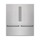 ZLINE Autograph Edition 72-Inch 39.6 Cu. Ft. French Door Built-In Bottom Freezer Refrigerator with Water Dispensers and Ice Makers in Satin Stainless Steel with Graphite Gray Interior and Matte Black Accents (GRBITZ-SN-72-MB)