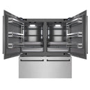 ZLINE Autograph Edition 72-Inch 39.6 Cu. Ft. French Door Built-In Bottom Freezer Refrigerator with Water Dispensers and Ice Makers in Satin Stainless Steel with Graphite Gray Interior and Matte Black Accents (GRBITZ-SN-72-MB)