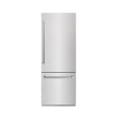 ZLINE 30-Inch 16.1 Cu. Ft. Built-In Bottom Freezer Refrigerator with Water Dispenser and Ice Maker in Satin Stainless Steel with Graphite Gray Interior (GRBIV-SN-30)